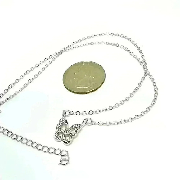 NWOT Sparkly Cubic Zirconia Butterfly Pendant Necklace - Picture 3 of 3